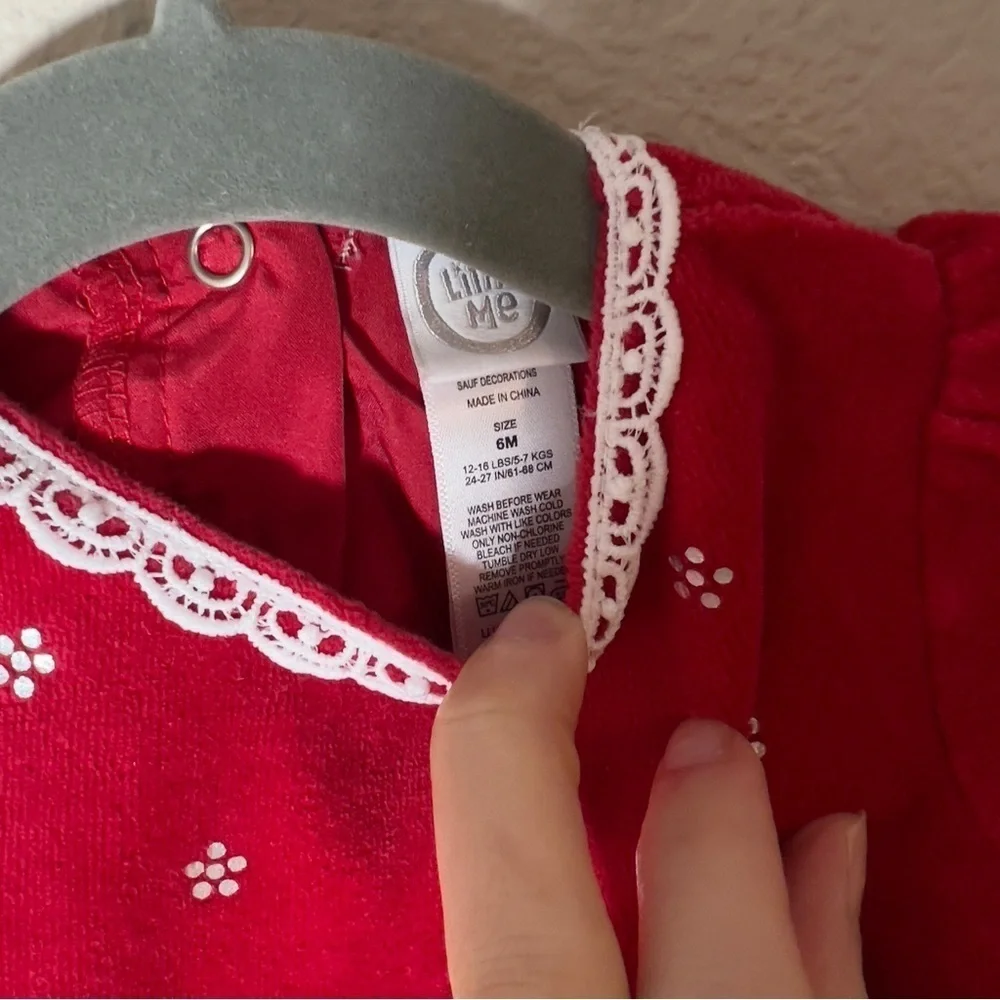Little Me Red Velour Dress